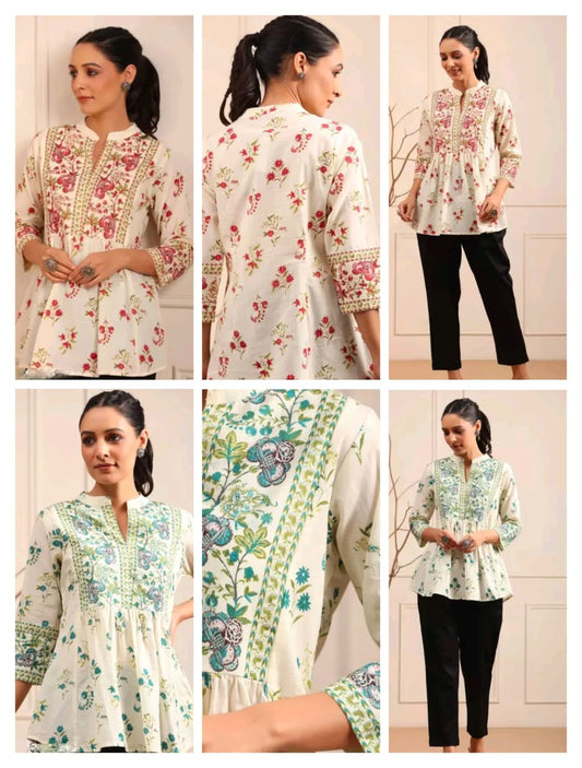 Floral Peplum Kurti – Elegant Everyday Wear