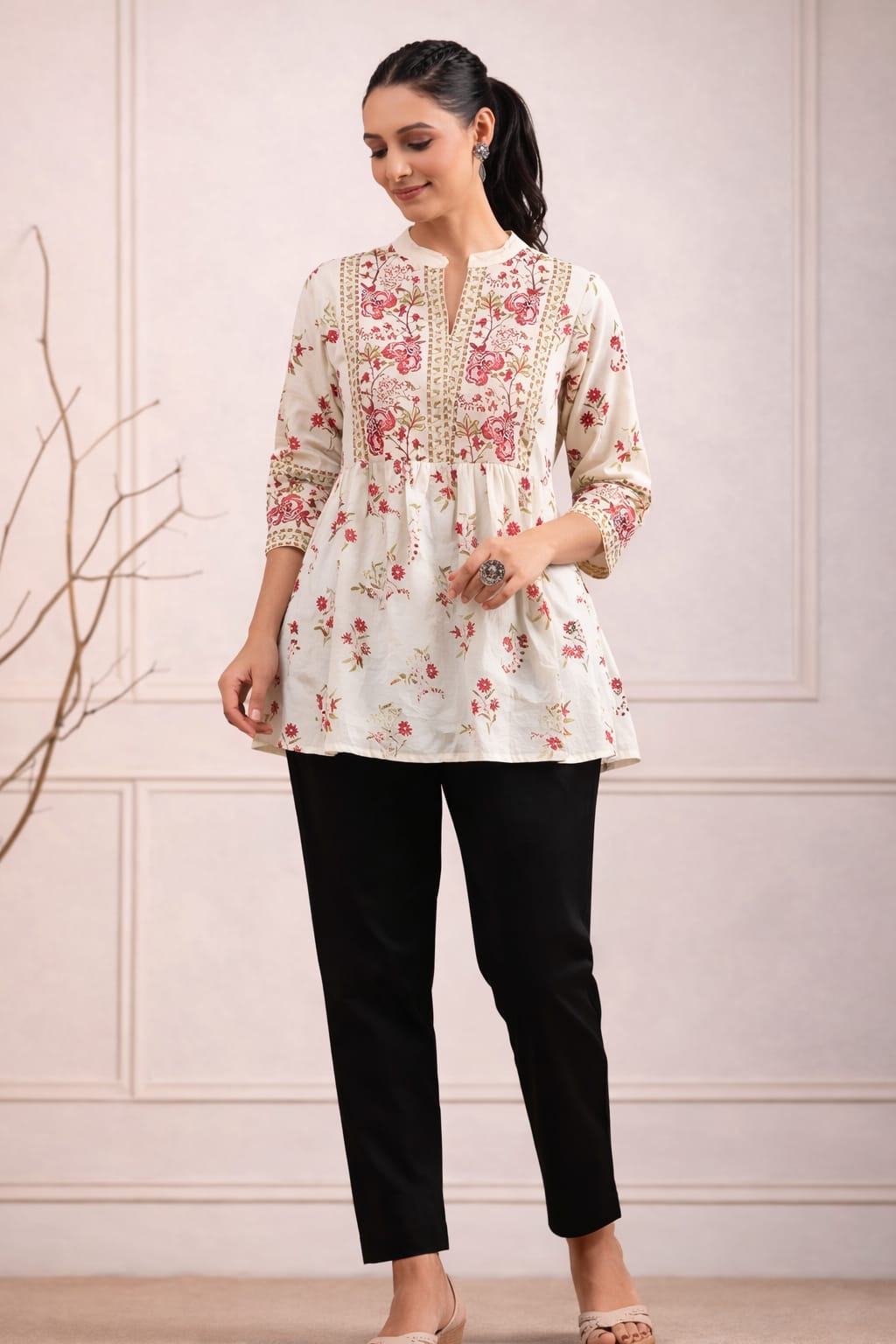 Floral Peplum Kurti – Elegant Everyday Wear