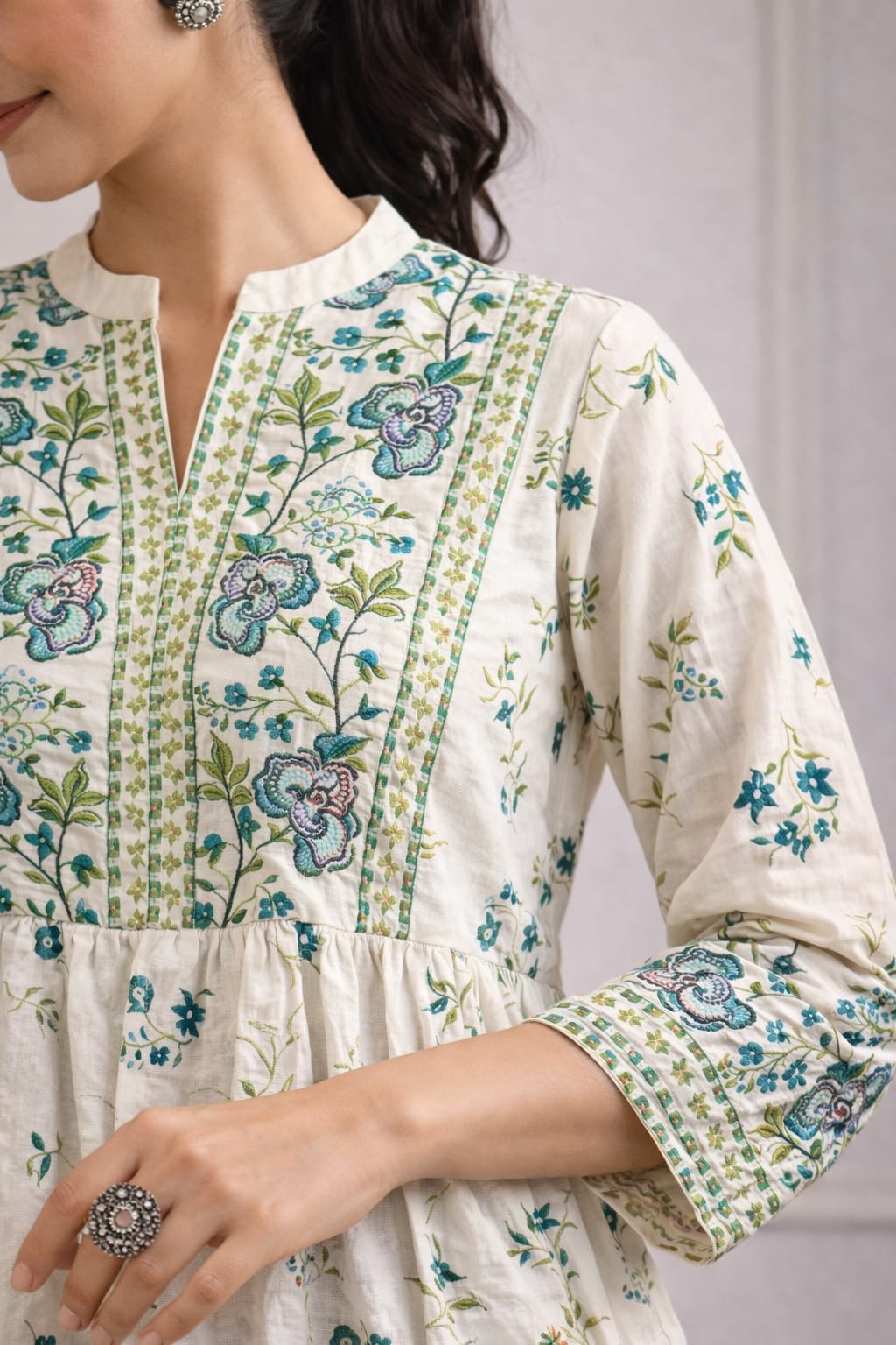 Floral Peplum Kurti – Elegant Everyday Wear