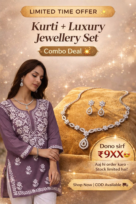 Kurti + Diamond Set Combo