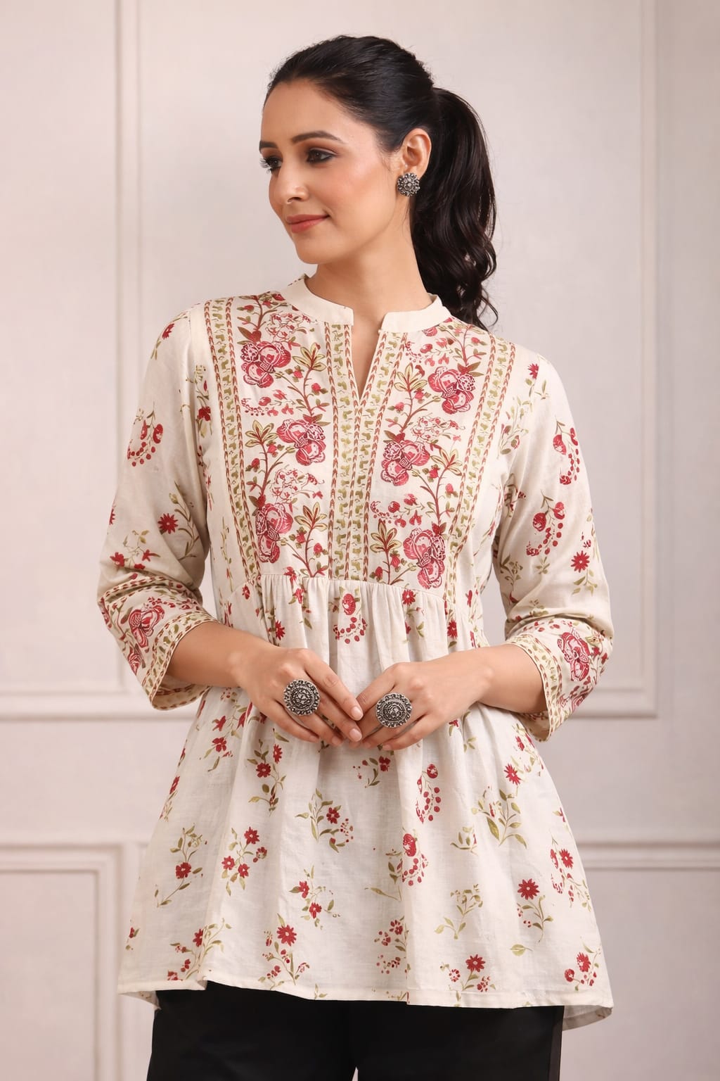 Floral Peplum Kurti – Elegant Everyday Wear