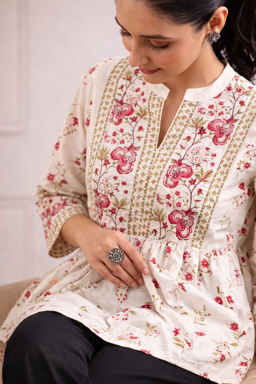 Floral Peplum Kurti – Elegant Everyday Wear