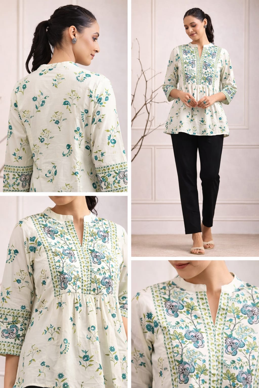 Floral Peplum Kurti – Elegant Everyday Wear