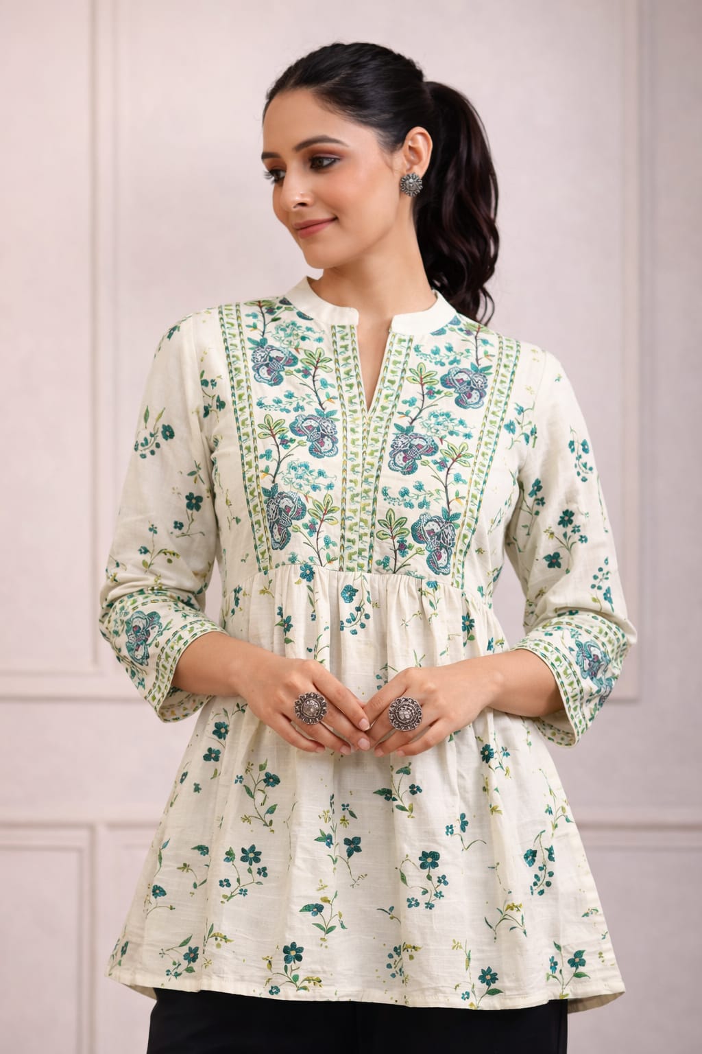 Floral Peplum Kurti – Elegant Everyday Wear
