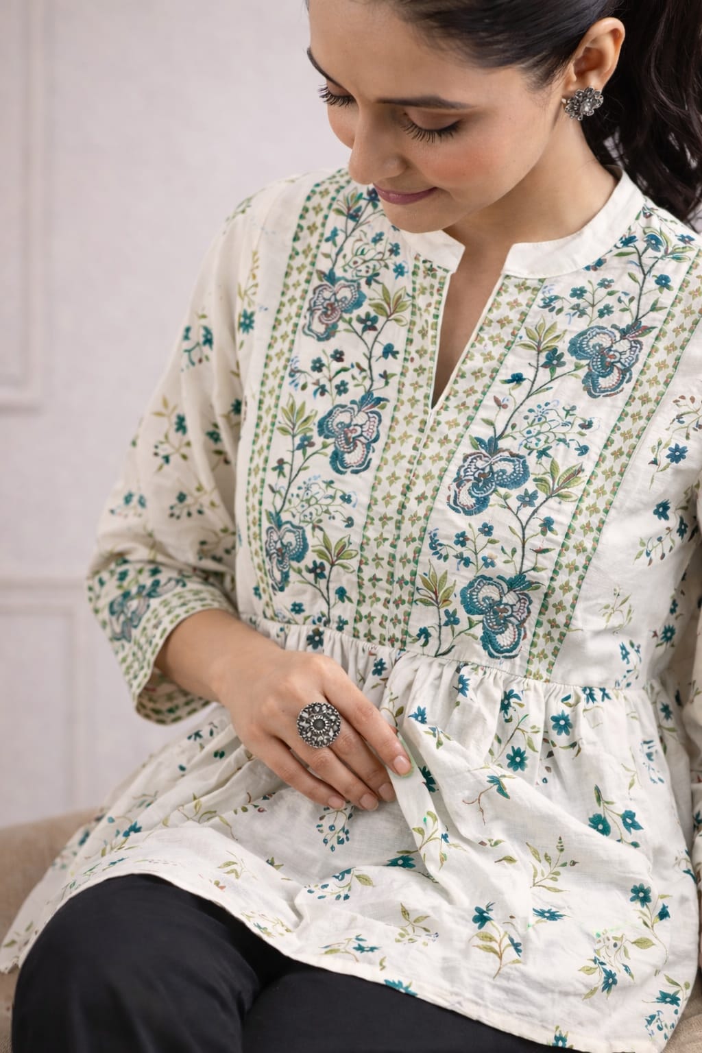 Floral Peplum Kurti – Elegant Everyday Wear